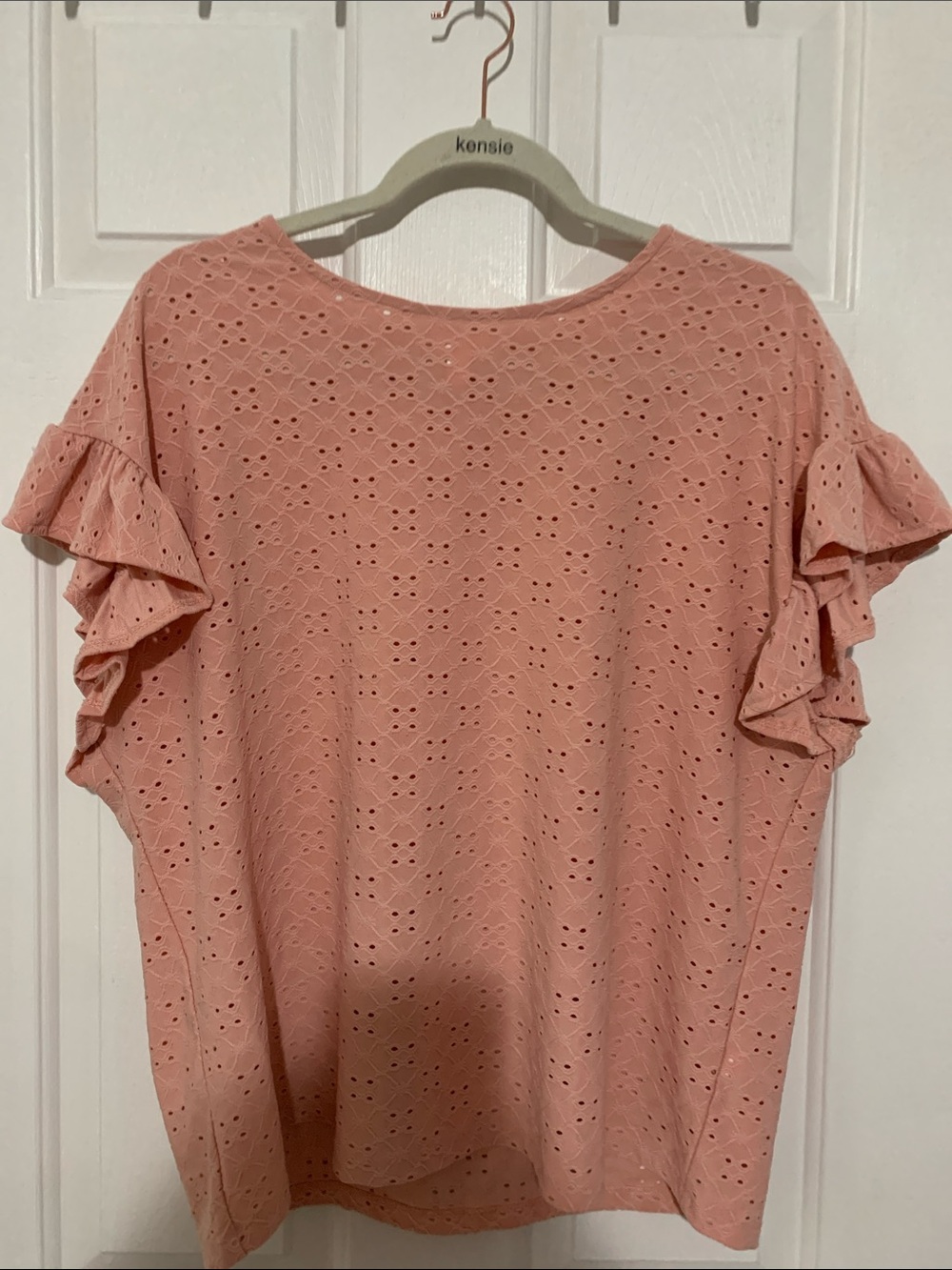 Lauren Conrad Pink Eyelet Ruffle Sleeve Tee